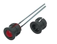 Crno plastično kućite za 5mm LE diode, montaža na šasiju