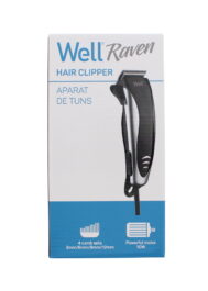 WELL Mašina za šišanje | 4 nastavka | škare | češalj | žična 4 clipp hair raven 3