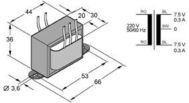 TRAFO 0.3A 220-2X7.5V