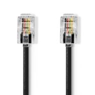 NEDIS Spiralni Telefonski Kabel | RJ10 Muški - RJ10 Muški | 2.0 m | Crni