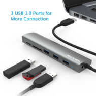 USB 3.0 Hub | USB A m | 3x USB A 3.0, 1x SD Card, 1x Micro SD, 1x DC | WAVLINK 2 wl uh3047r 1