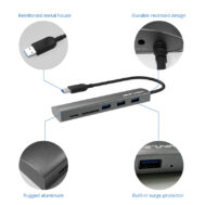 USB 3.0 Hub | USB A m | 3x USB A 3.0, 1x SD Card, 1x Micro SD, 1x DC | WAVLINK 4 wl uh3047r 3