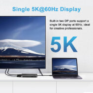 USB Type-C Hub | 1x Thunderbolt 3, 2x DP, 1x USB 3.0, 1x RJ45 Ethernet | WAVLINK 3 wl utd05 2