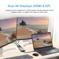 USB Type-C Hub | 1x Thunderbolt 3, 2x DP, 1x USB 3.0, 1x RJ45 Ethernet | WAVLINK 4 wl utd05 3