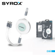 SYROX Kabel Na Uvlačenje | USB A - 2x Type-C, Lightning | 2.4 A | 112 cm 2 sx c145 1