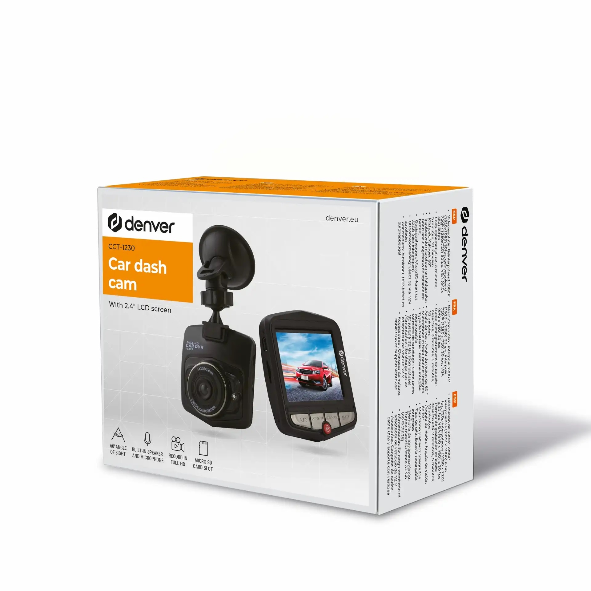 Auto Kamera | HD 720p | 2.4-inčni zaslon | Mikrofon i Zvučnik | DENVER 2 dv cct 1230mk3 1