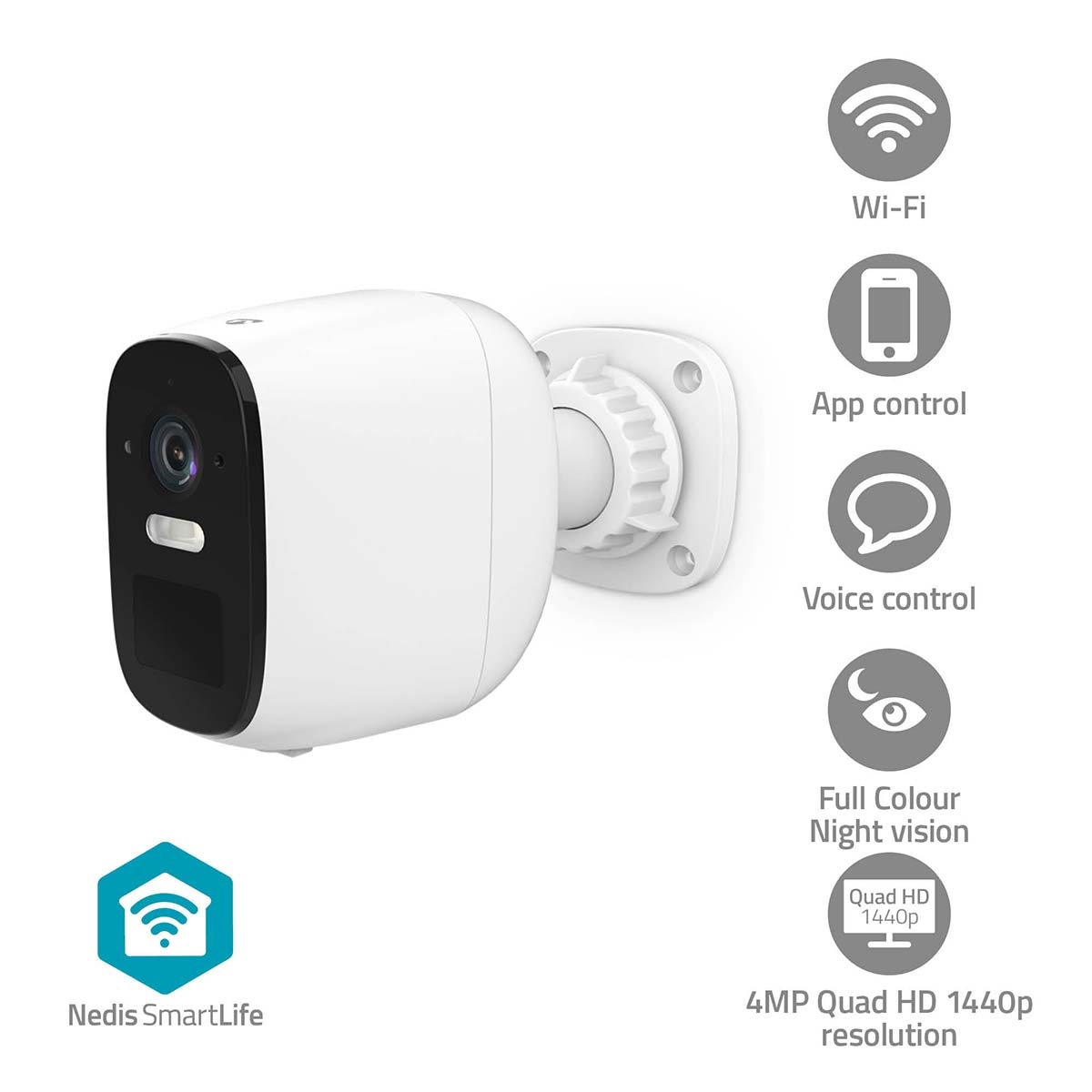 WiFi Spotlight Kamera Na Baterije | 4MP Quad HD | IP66 | NEDIS SmartLife 1 wificbo32wt