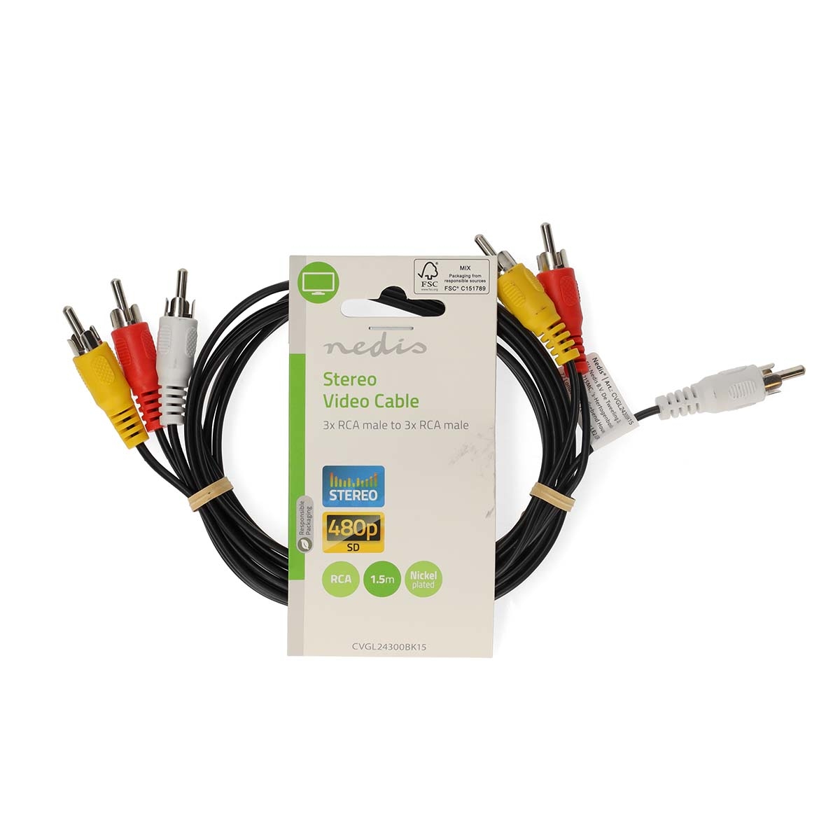 NEDIS Kabel | 3x RCA m -> 3x RCA m | Dužina 1.5m 3 cvgl24300bk15 2