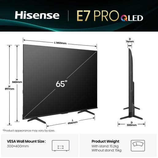 HISENSE QLED TV 65E7Q PRO | 65" | 4K 2 T1 N00036187 1