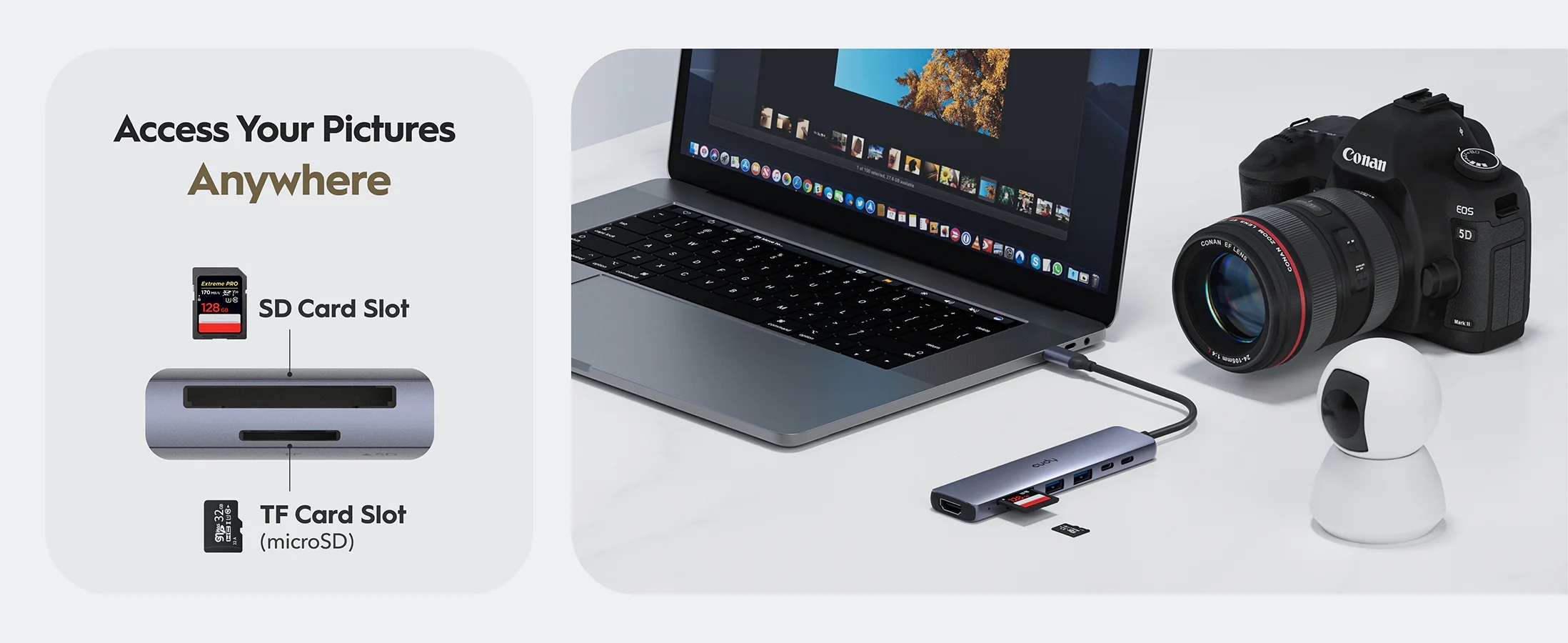 USB Type-C Hub 7-u-1 | 2x USB-A 3.2, 2x USB-C, 1x HDMI 4K@60Hz, TF, SD | Cudy 5 cd uh407 4