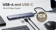 USB Type-C Hub 7-u-1 | 2x USB-A 3.2, 2x USB-C, 1x HDMI 4K@60Hz, TF, SD | Cudy 14 cd uh407 5