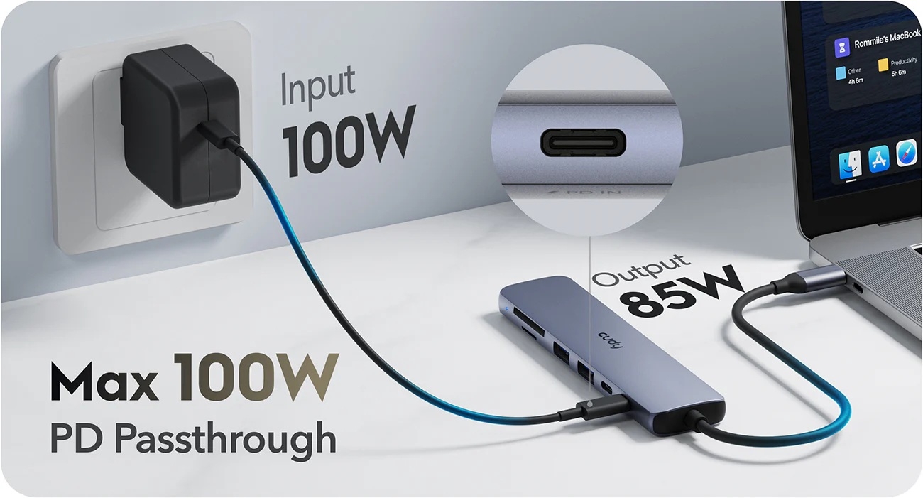 USB Type-C Hub 7-u-1 | 2x USB-A 3.2, 2x USB-C, 1x HDMI 4K@60Hz, TF, SD | Cudy 7 cd uh407 6