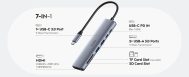 USB Type-C Hub 7-u-1 | 2x USB-A 3.2, 2x USB-C, 1x HDMI 4K@60Hz, TF, SD | Cudy 16 cd uh407 7