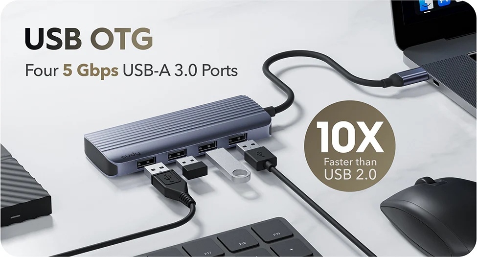 USB Type-C Hub 6-u-1 | 4x USB-A 3.2, 1x USB-C PD 100W, 1x HDMI 4K@30Hz | Cudy 7 cd uh500 6