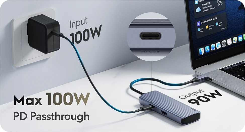 USB Type-C Hub 6-u-1 | 4x USB-A 3.2, 1x USB-C PD 100W, 1x HDMI 4K@30Hz | Cudy 8 cd uh500 7
