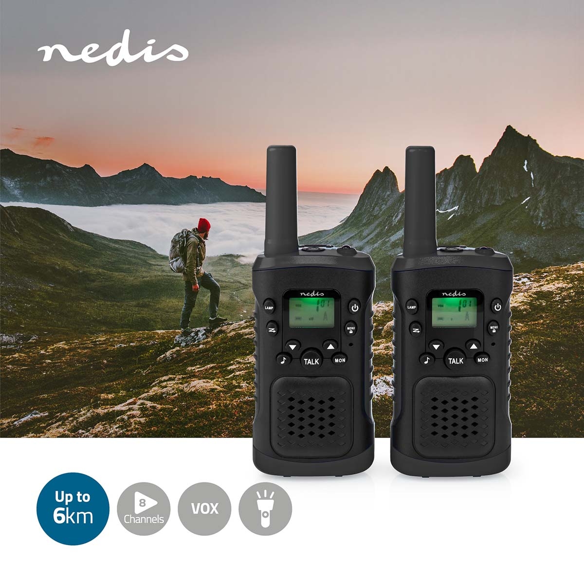 Walkie Talkie | Domet do 6 km | Set 2 kom | NEDIS 8 wltk0610bk 7