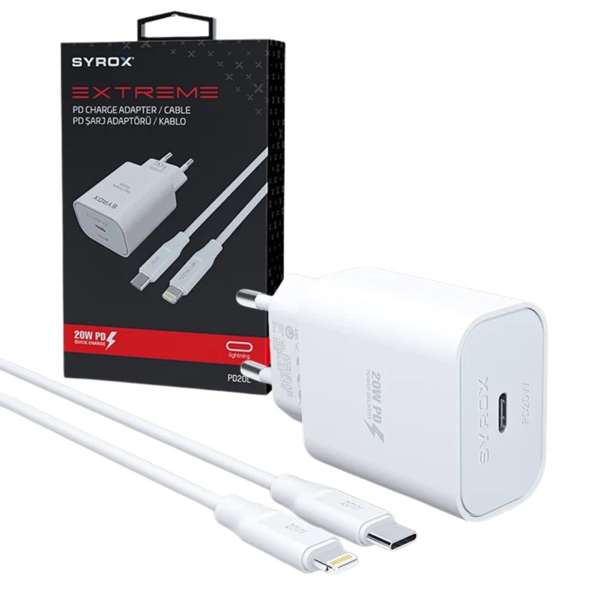 SYROX Zidni iPhone Punjač | 20W PD | Kabel Type-C na Lightning 1m 1 sx pd20l