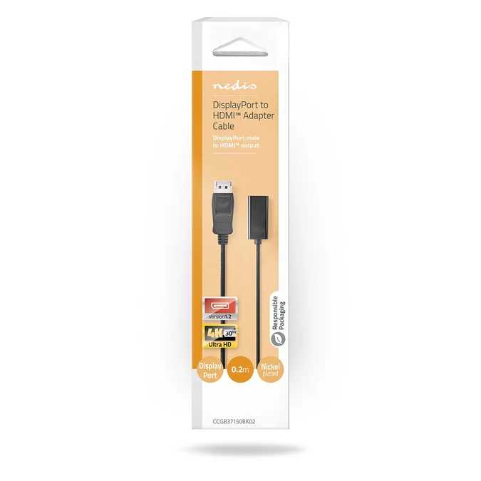 DisplayPort - HDMI Adapter | DP M - HDMI Ž | 4K@30hz | 0.20 m | Box Pack | NEDIS 3 ccgb37150bk02 2