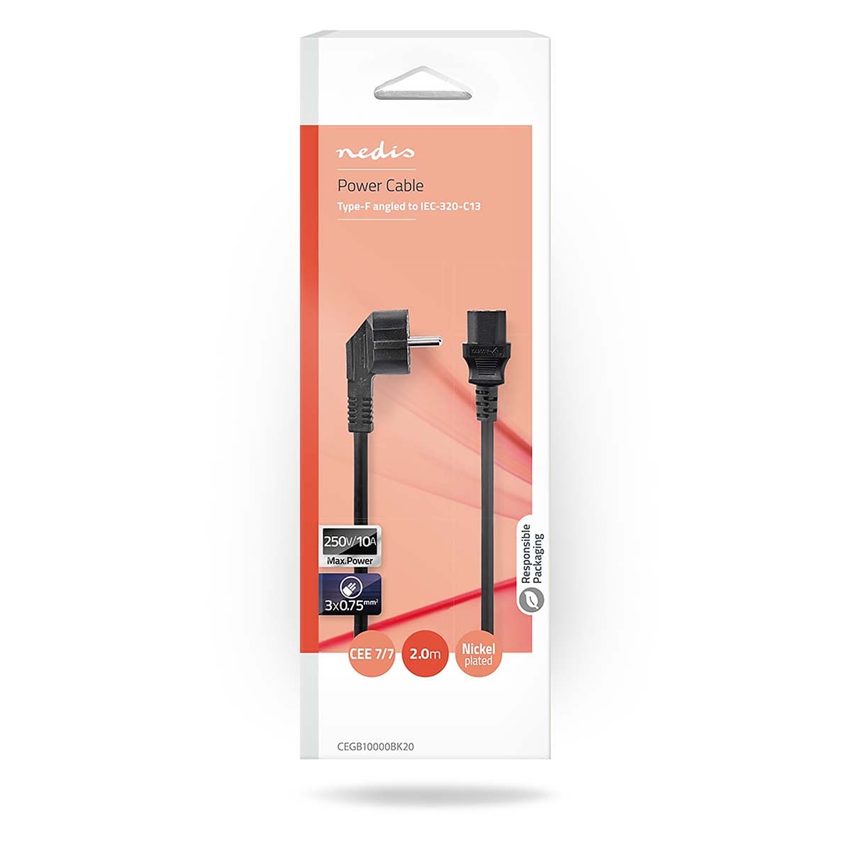 Kabel Za Napajanje | Schuko M - C13 | 2.0 m | Box Pack | NEDIS 3 cegb10000bk20 2