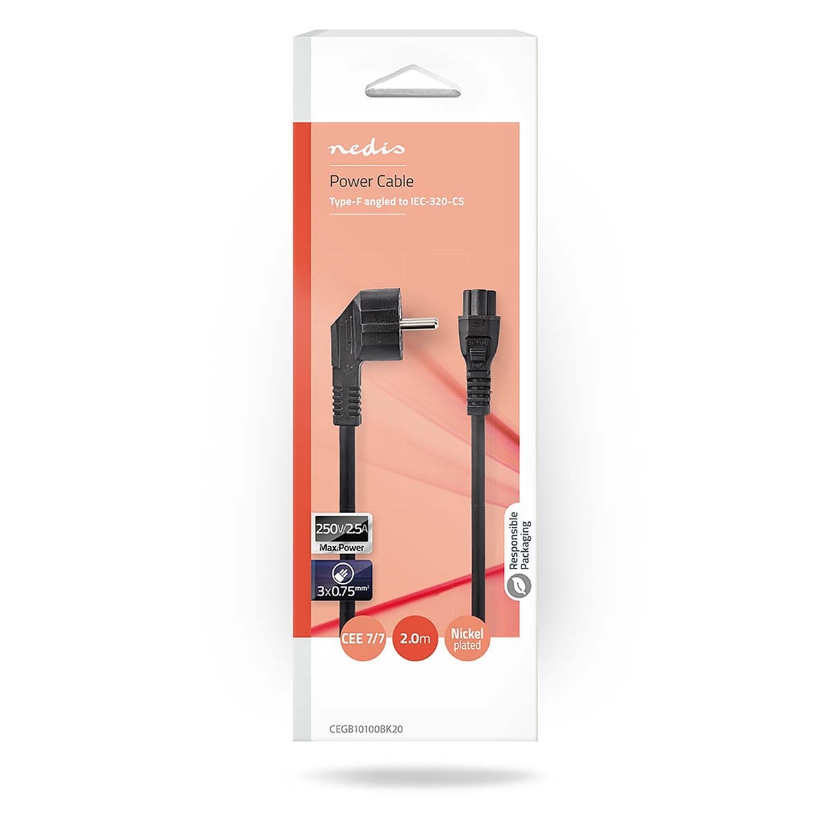 Kabel Za Napajanje | Schuko M - C5 | 2.0 m | Box Pack | NEDIS 3 cegb10100bk20 2