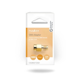 SMA Adapter | SMA RP Ž - SMA M | 24K Pozlata | 2 kom | Box Pack | NEDIS 4 csgb02112gd 3