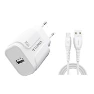 Brzi Zidni Punjač | 12W | Kabel USB-A na Type-C | 1.0 m | TORIMA