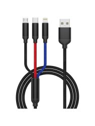 USB 3-u-1 Kabel | USB Type-C, Lightning, Micro USB | 120 cm | TORIMA