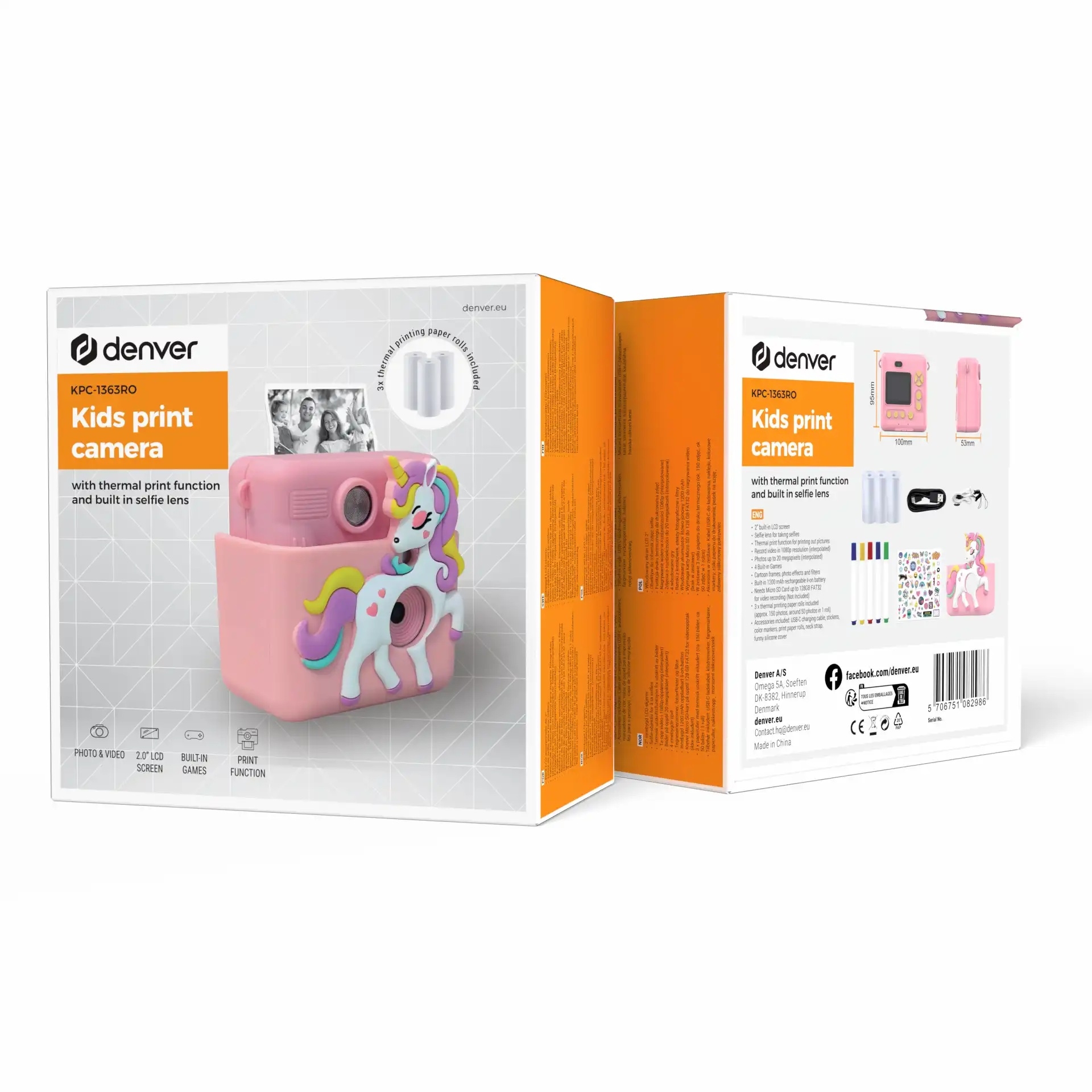 Dječja Kamera s Termalnim Printerom Fotografija | Unicorn Roza | DENVER 7 dv kpc 1363ro 6