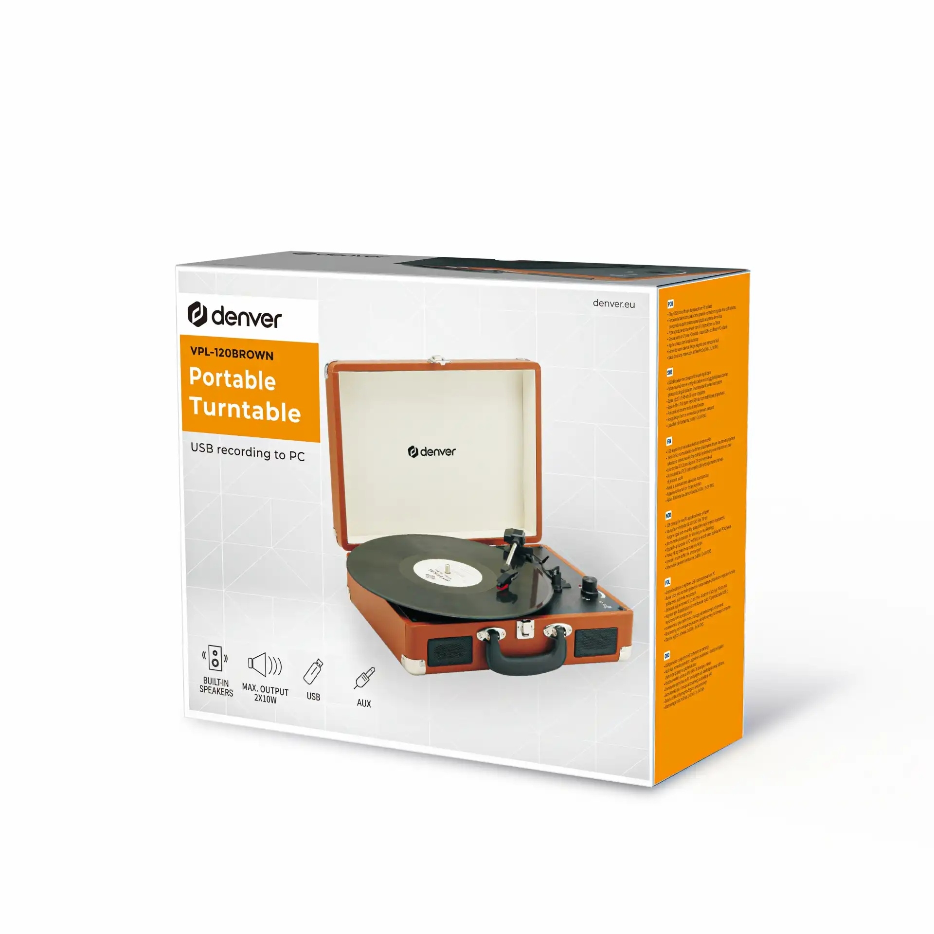 Gramofon | 33-45-78 rpm | Software za Snimanje | Smeđi | DENVER 4 dv vpl 120br 3