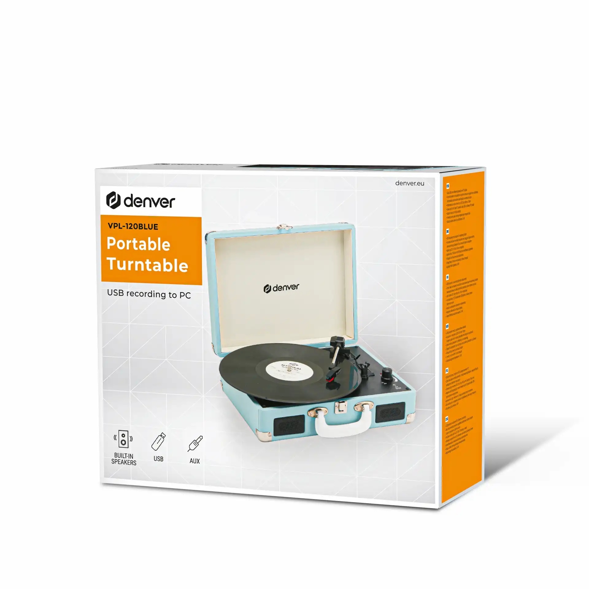 Gramofon | 33-45-78 rpm | Software za Snimanje | Plavi | DENVER 3 dv vpl 120bu 2