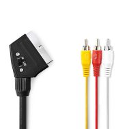 NEDIS Scart Kabel | Scart m - 3x RCA m | Prekidač | 1.0 m | Crni