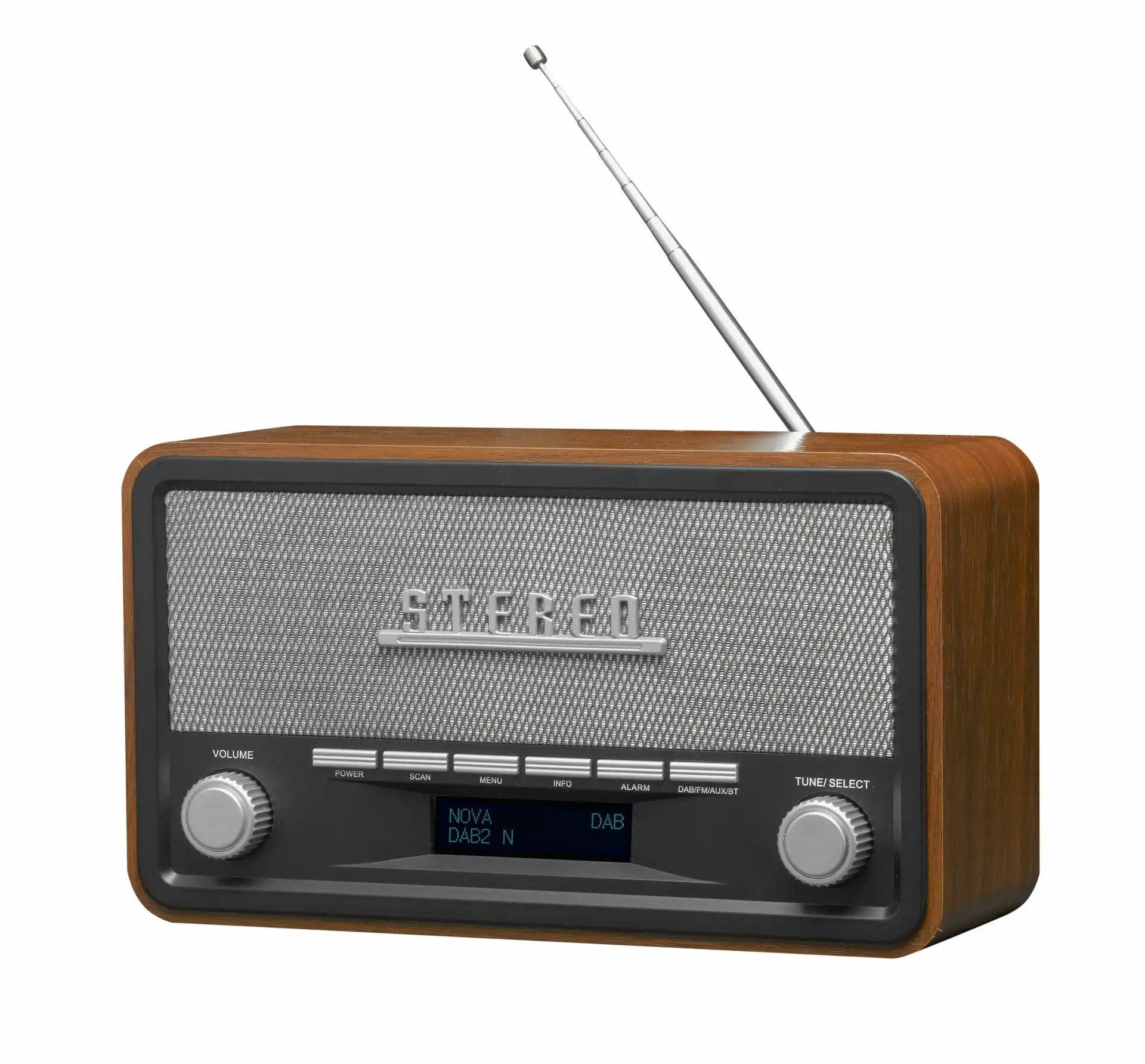 DAB+ FM Radio | DAB-18 | AUX | Sat i Alarm | Tamno Drvo | DENVER 5 dv dab 18 4