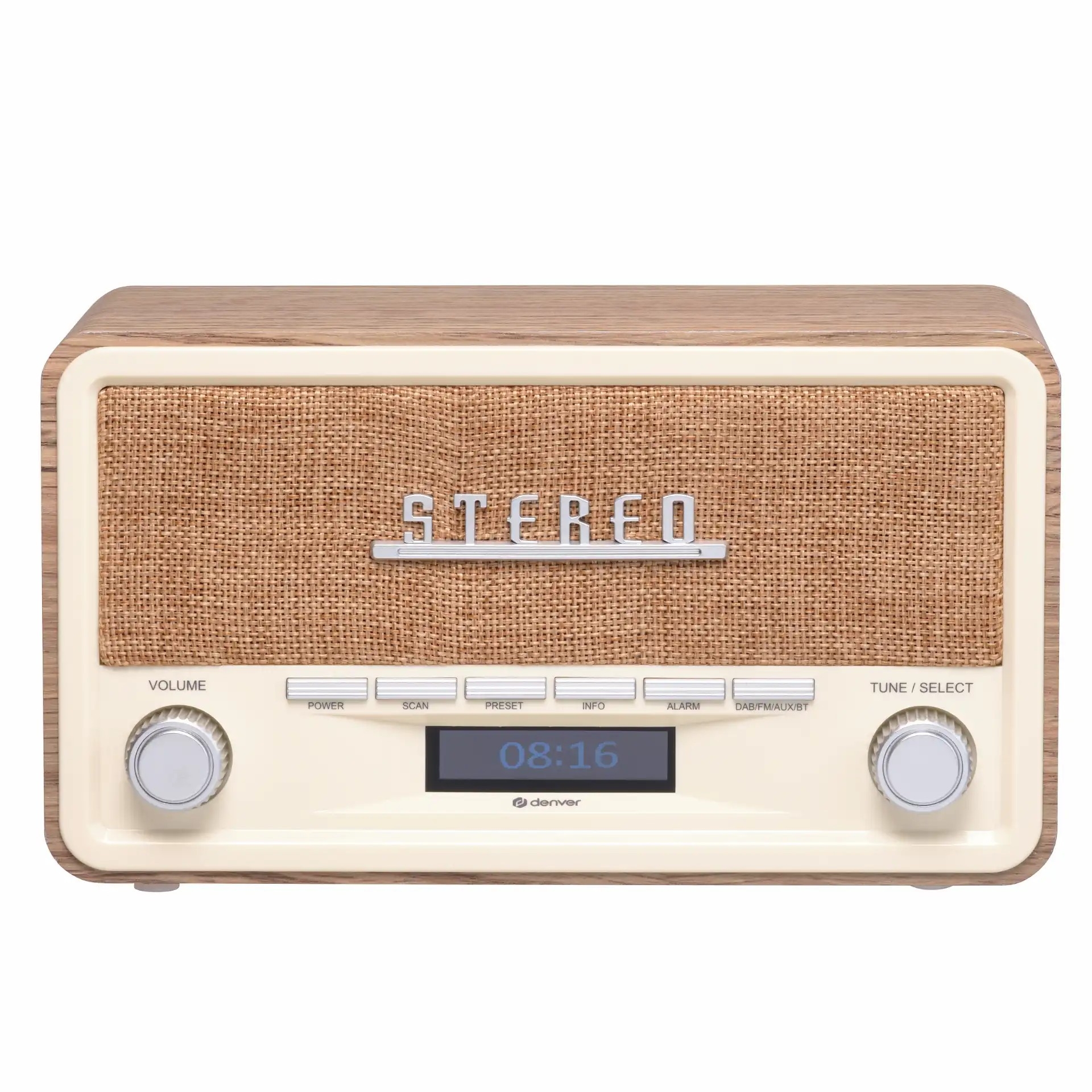 DAB+ FM Radio | DAB-18 | AUX | Sat i Alarm | Svijetlo Drvo | DENVER 2 dv dab 18lw 1