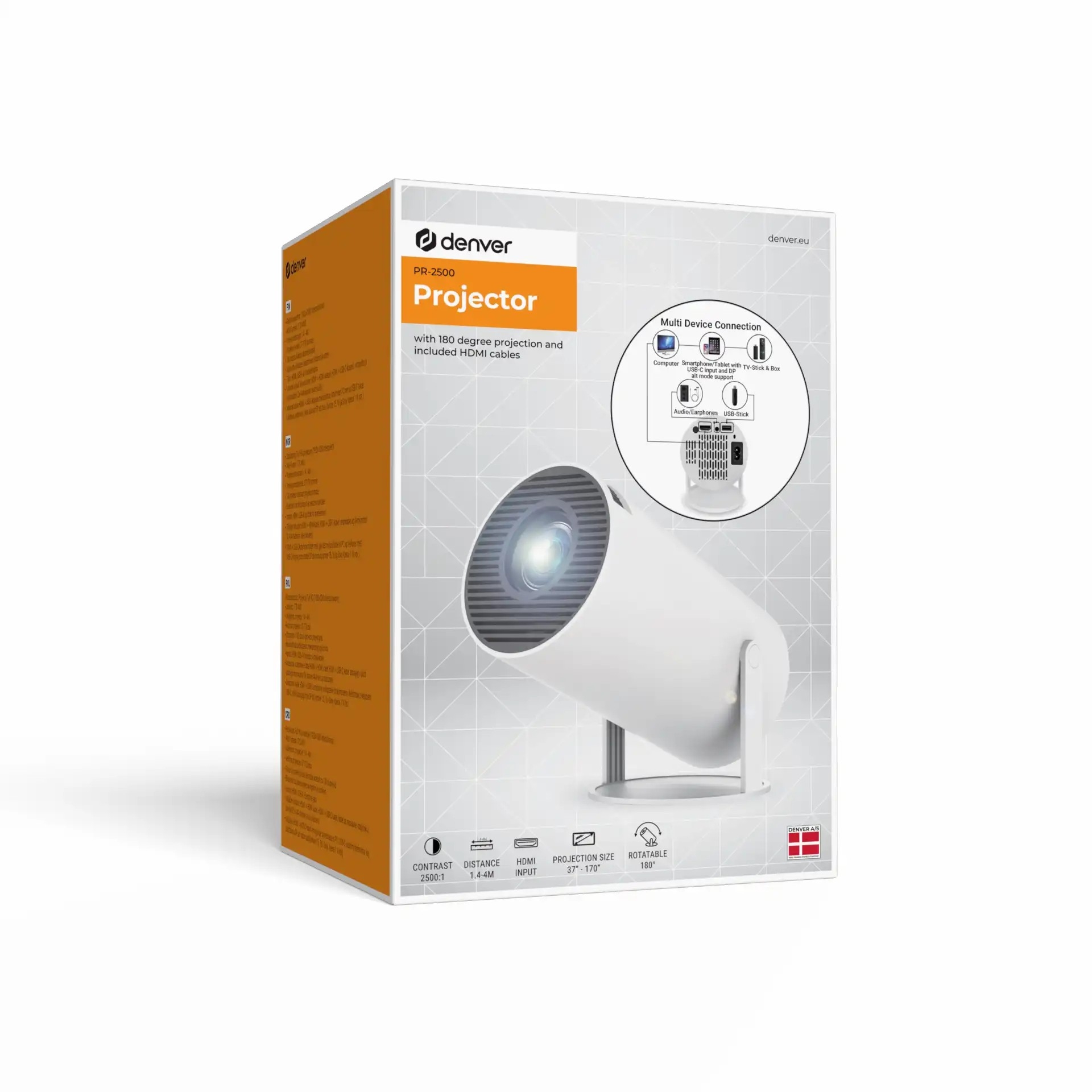 LED Projektor | Full HD | HDMI, USB, Bluetooth | do 170 inča | DENVER 6 dv pr 2500 5