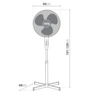 Podni Ventilator | 40 cm | 45W | 3 Brzine | Okretanje | Bijeli | TENKO 7 ap521001 2