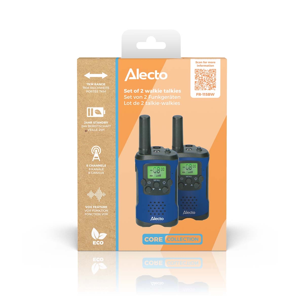 Walkie-Talkie | Domet 7 km | 8 Kanala | Ugrađena svjetiljka | ALECTO 5 fr 115bw 4