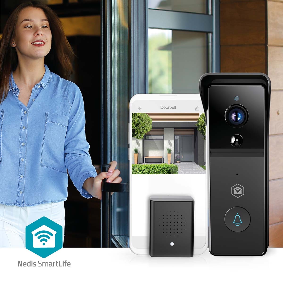 WiFi Video Zvonce Za Ulazna Vrata | FullHD 1296p | Na Baterije | NEDIS SmartLife 4 wificdp21bk 3