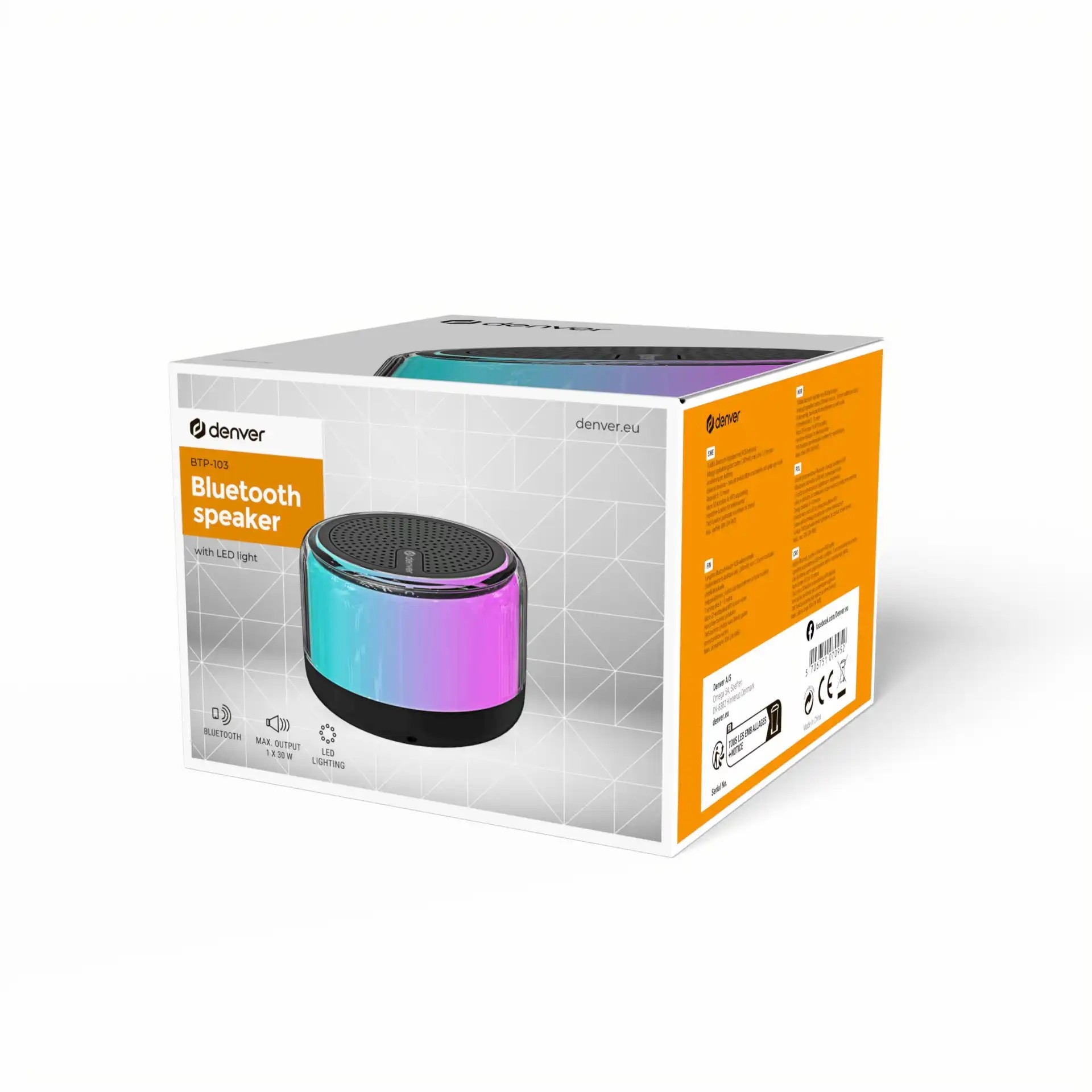 Bluetooth TWS Zvučnik | 3W | MicroSD | RGB Osvjetljenje | DENVER 6 dv btp 103 5